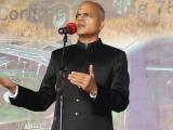Ambassador G V Srinivas, singing an patriotic song at Renaissance Monument on 15 August 2021
