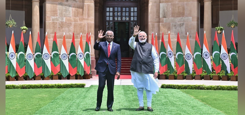 Prime Minister Shri Narendra Modi welcomes H.E. Mr. Ibrahim Mohamed Solih, President of the Republic of Maldives in New Delhi