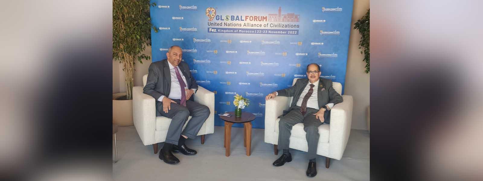 Secretary (CPV & OIA) Dr. Ausaf Sayeed met H. E. Mr Omar Selim, Vice Minister for Foreign Affairs of Egypt, on the margins of 9th Global Forum of UN Alliance of Civilizations in Fez