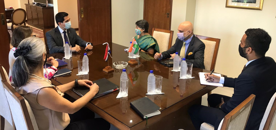 Secretary (East), Smt. Riva Ganguly Das called on the Minister of Strategic Affairs of the Presidency of Republic of Paraguay, Frederico A. González during her visit to Paraguay