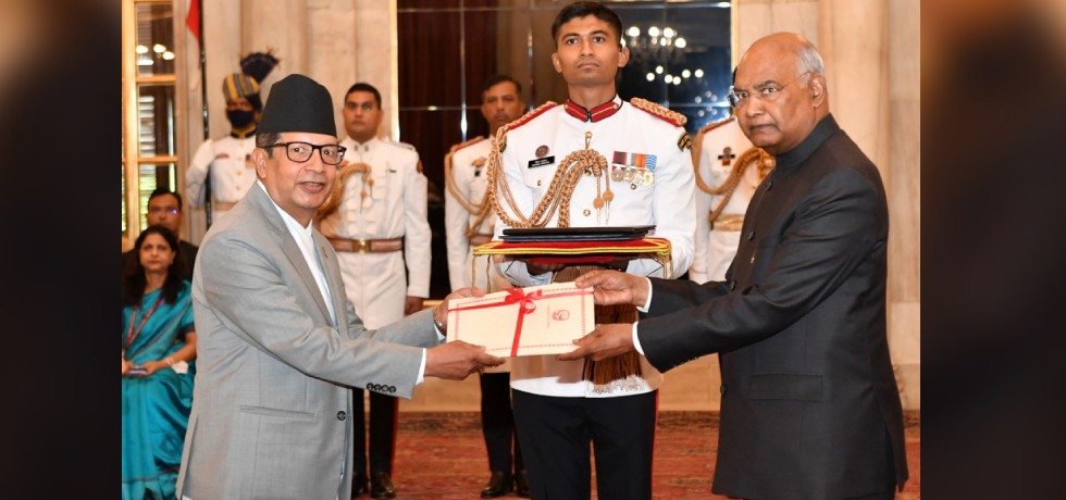 President Shri Ram Nath Kovind accepts credentials from Ambassador of Nepal