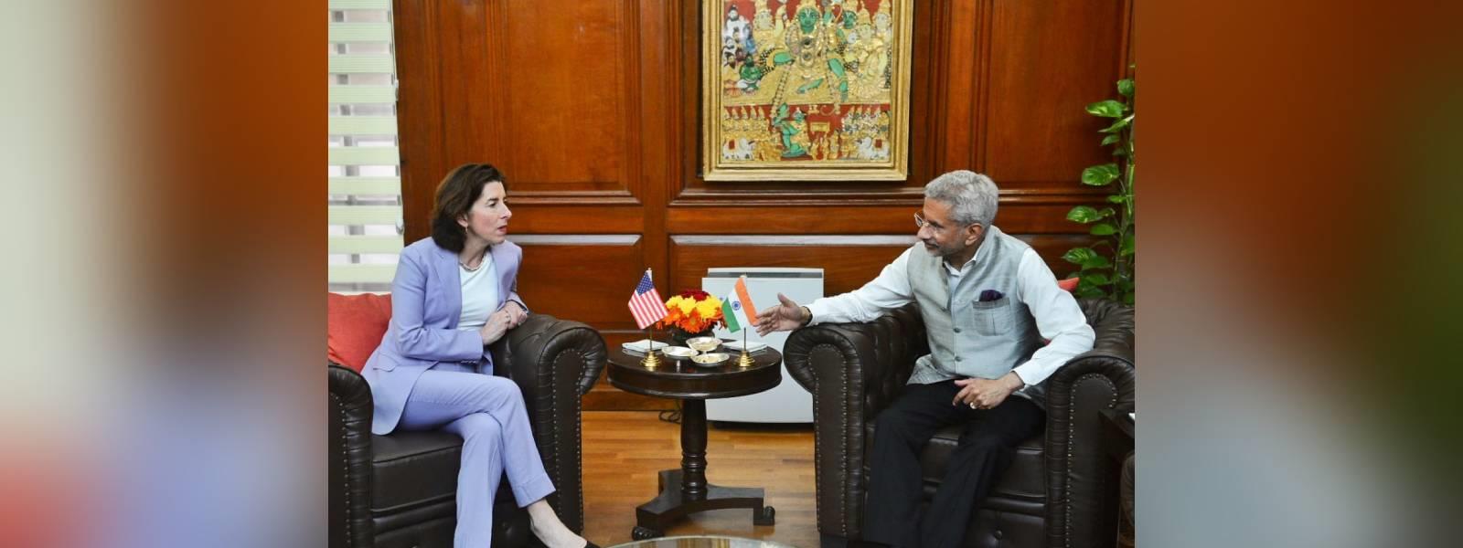 External Affairs Minister Dr. S. Jaishankar met H.E. Mrs. Gina Raimondo, Secretary of Commerce of United States of America in New Delhi