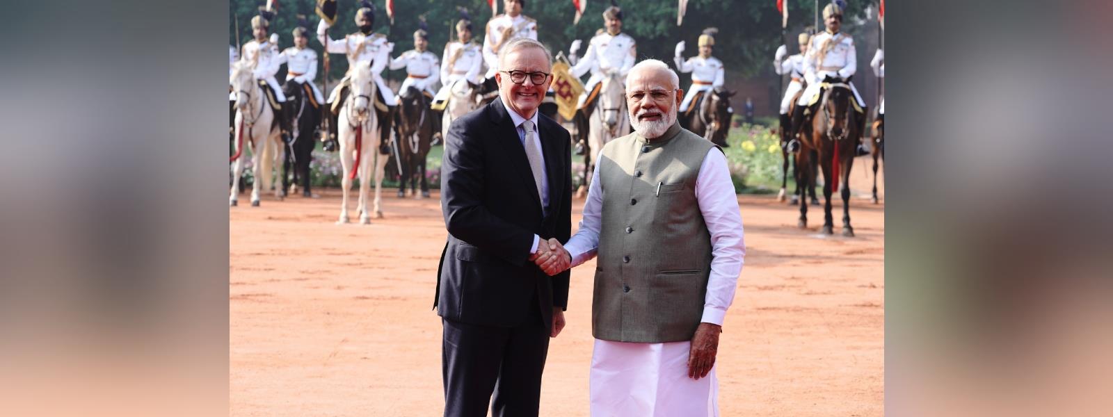Prime Minister Shri Narendra Modi received H. E. Mr. Anthony Albanese, Prime Minister of Australia for a ceremonial welcome at Rashtrapati Bhavan
