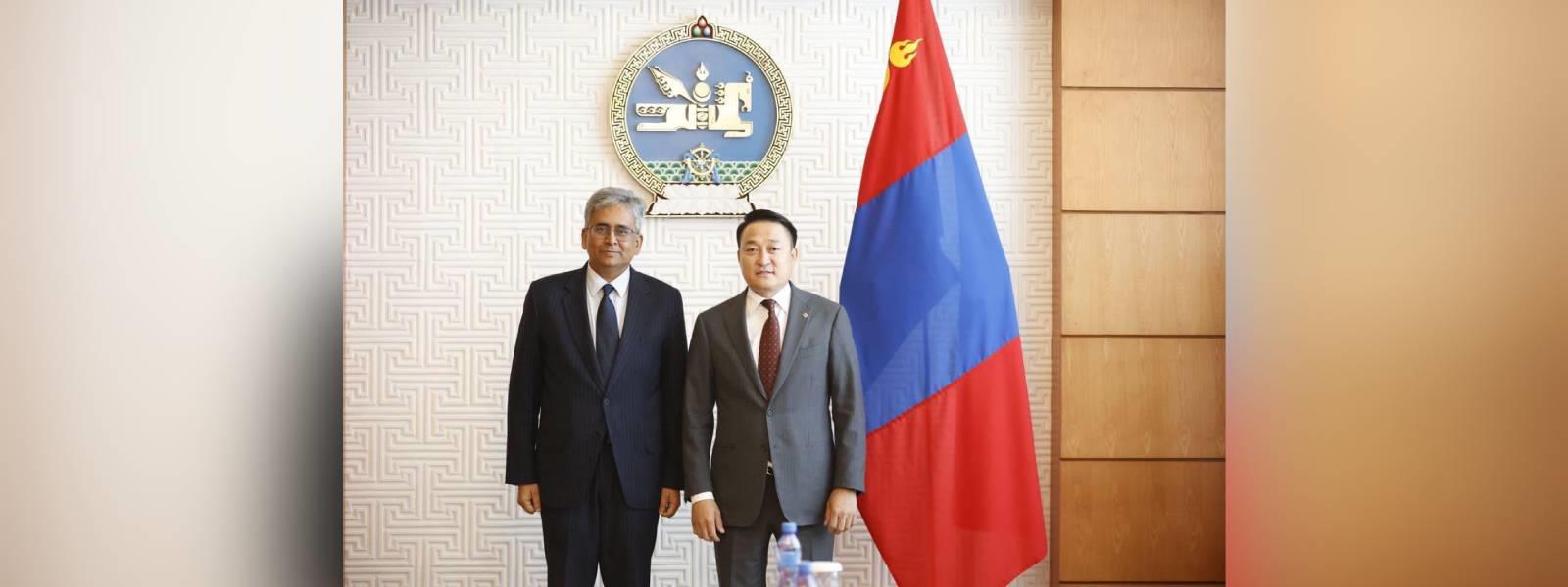 Secretary (East) Shri Saurabh Kumar called on Minister and Chief Cabinet Secretary of Mongolia, D. Amarbayasgalan in Ulaanbaatar