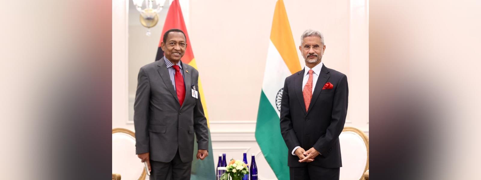 External Affairs Minister Dr. S. Jaishankar met H.E. Mr. Carlos Pereira, Foreign Minister of Guinea Bissau on the sidelines of 78th Session of the UNGA in New York
