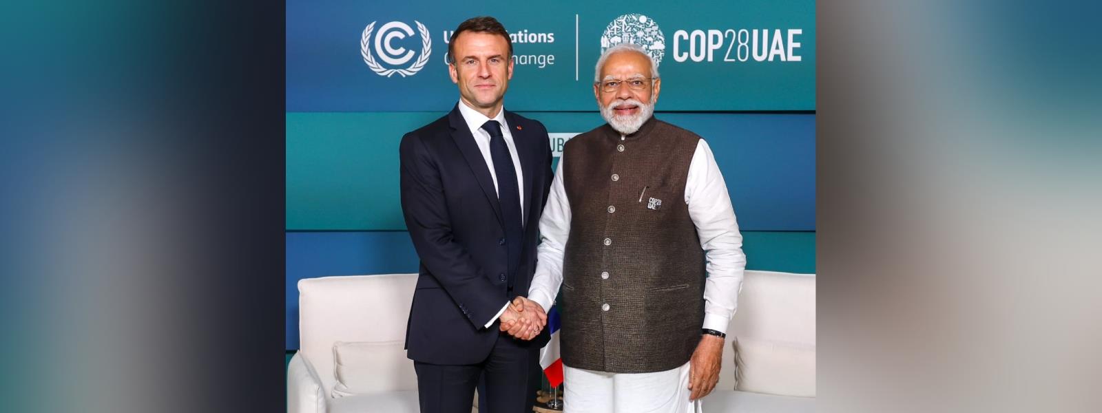 Prime Minister Shri Narendra Modi met H.E. Mr. Emmanuel Macron, President of the French Republic on the sidelines of the COP 28 Summit in Dubai