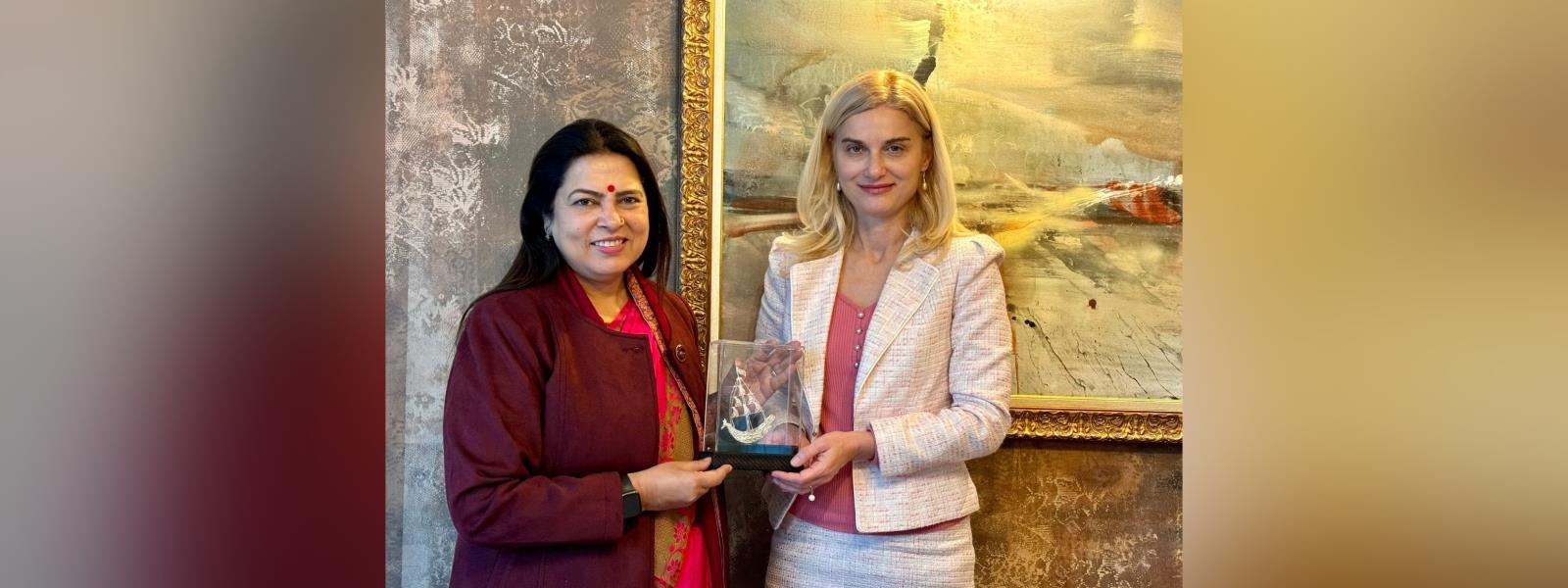 Minister of State for External Affairs Smt. Meenakashi Lekhi met H.E. Ms. Zaritsa Dinkova, Minister of Tourism of Bulgaria in Sofia