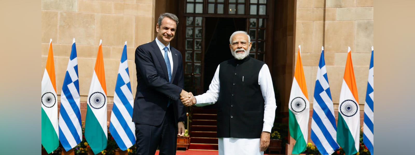 Prime Minister Shri Narendra Modi welcomed H.E. Mr. Kyriakos Mitsotakis, Prime Minister of Greece at Hyderabad House