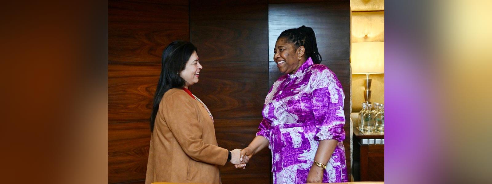 Minister of State for External Affairs Smt. Meenakashi Lekhi met H.E. Ms. Candith Mashego Dlamini, Deputy Minister of International Relations and Cooperation of South Africa on the sidelines of Raisina Dialogue 2024 in New Delhi