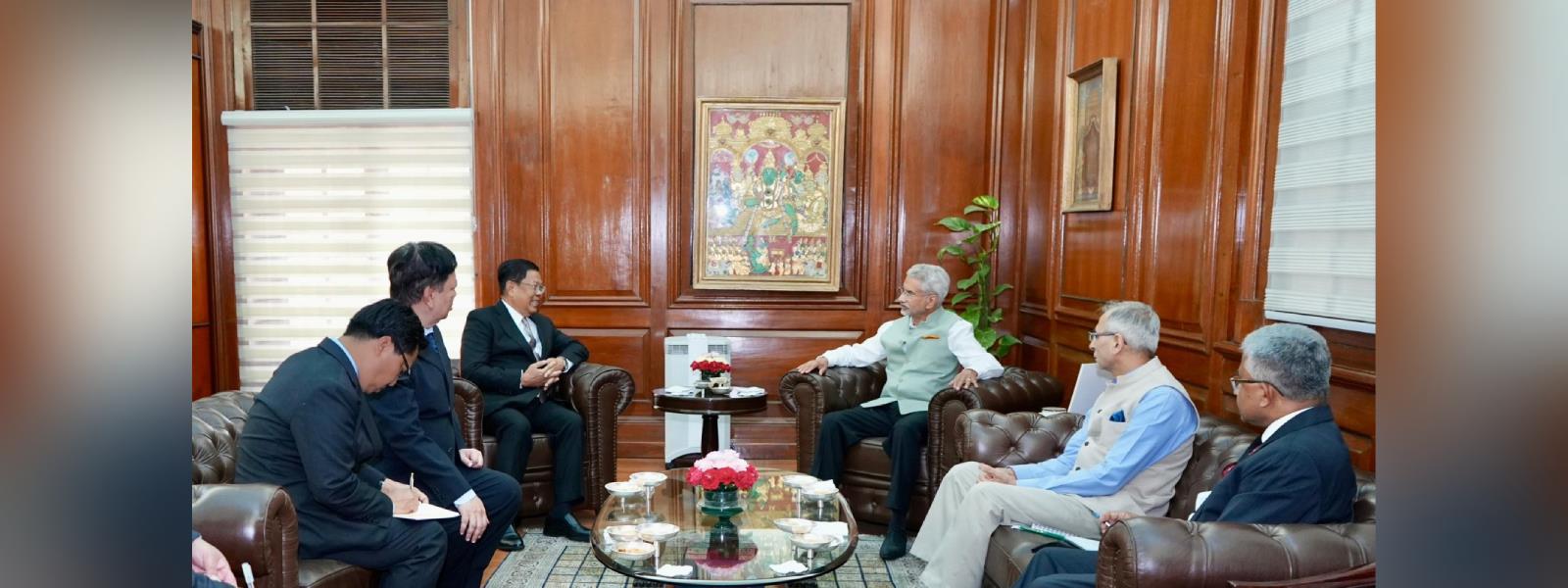 External Affairs Minister, Dr. S. Jaishankar met Deputy Prime Minister and Minister of Foreign Affairs of Myanmar, H.E. Mr. U Than Shwe in New Delhi