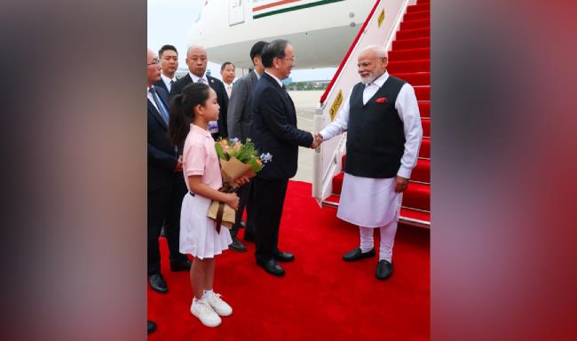 Prime Minister Shri Narendra Modi arrived in Tianjin, China to participate in the 25th SCO Summit