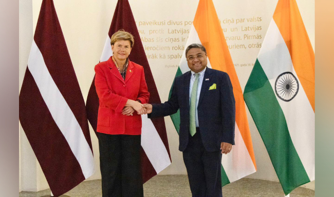 Secretary (West) Shri Sibi George called on H.E. Ms. Baiba Braze, Foreign Minister of the Republic of Latvia during his visit to Riga