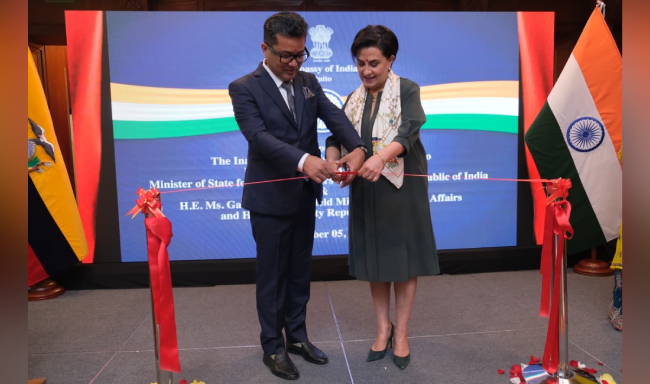 Minister of State for External Affairs Shri Pabitra Margherita and H.E. Ms. Gabriela Sommerfeld, Foreign Minister of Ecuador jointly inaugurated the resident Embassy of India in Quito, Ecuador