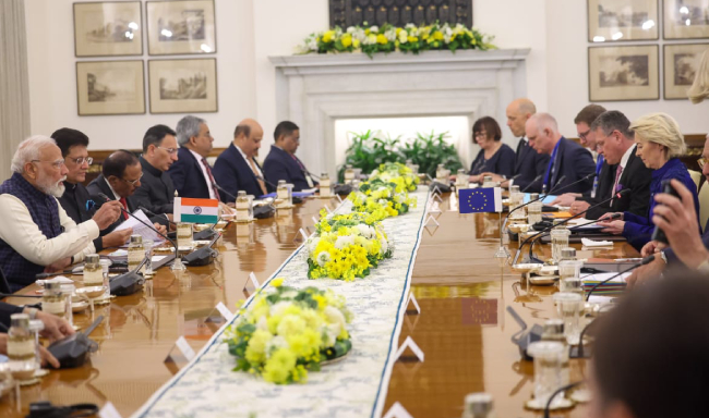 16th India-EU Summit held in New Delhi, led by Prime Minister Shri Narendra Modi, President of the European Council, H.E. Mr. Antonio Costa & President of the European Commission, H.E. Ms. Ursula von der Leyen