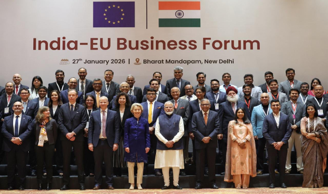 President of the European Commission, H.E. Ms. Ursula von der Leyen and Prime Minister Shri Narendra Modi chaired the India–EU Business Forum at Bharat Mandapam in New Delhi