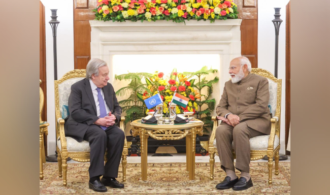 Prime Minister Shri Narendra Modi held discussions with H.E. Mr. Antonio Guterres, Secretary-General of the United Nations on the sidelines of the India AI Impact Summit 2026 at Hyderabad House