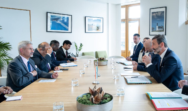 External Affairs Minister Dr. S. Jaishankar held discussions with H.E. Mr. Juraj Blanar, Minister of Foreign Affairs of Slovakia in Brussels