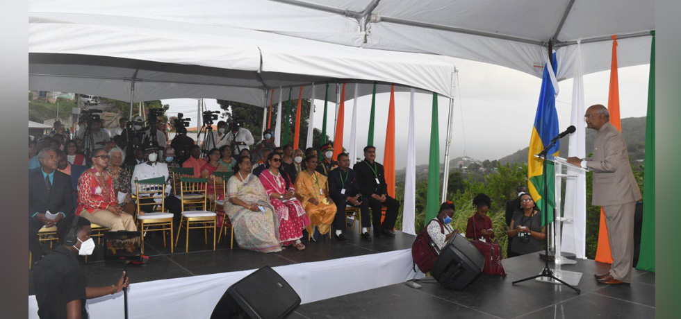 राष्ट्रपति श्री राम नाथ कोविंद ने किंग्सटाउन में भारतीय मूल के समुदाय को संबोधित किया