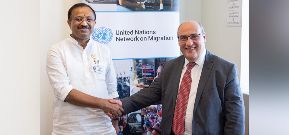 विदेश राज्य मंत्री श्री वी. मुरलीधरन की संयुक्त राष्ट्र में प्रवास के लिए अंतर्राष्ट्रीय संगठन के महानिदेशक, महामहिम श्री एंटोनियो विटोरिनो से मुलाकात 